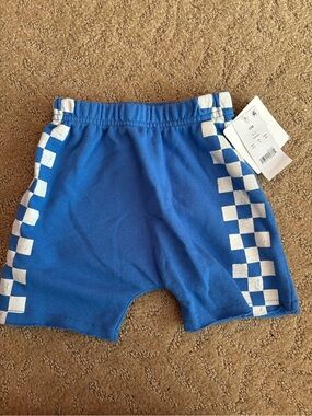 Kids Blue Checkerboard Side-Stripe Shorts